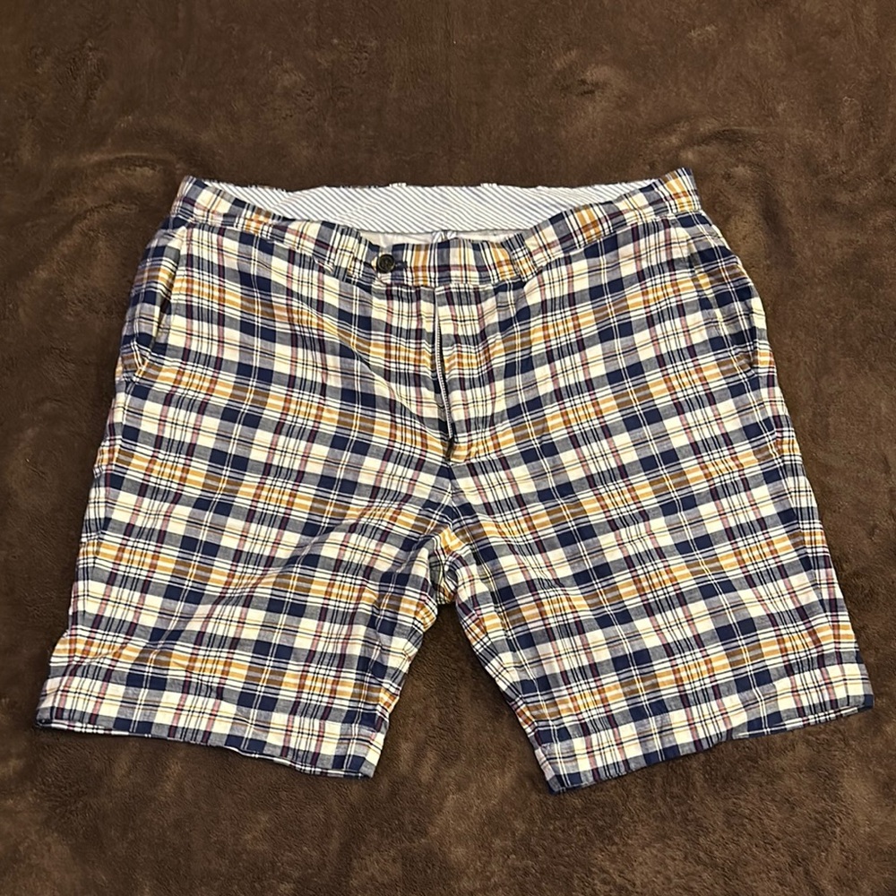 Brooks Brothers Blue and Yellow Flat Front Shorts